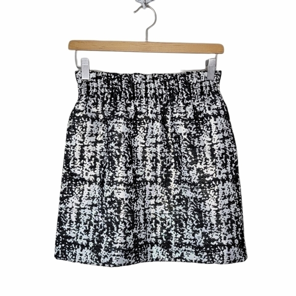 J. Crew Factory | Black & Shimmery Cream Print Elastic Waist Skirt Size 00 - Picture 1 of 5